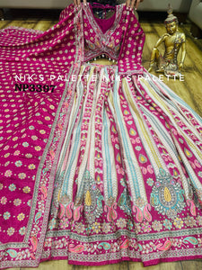 Niks collection - pink crepe silk printed lehenga