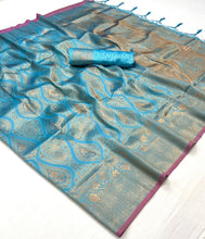 Sky blue savoy two toned silk saree