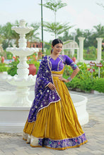 Mustard and purple big flair pure cotton readymade chaniya choli