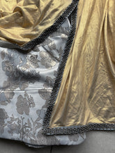 Grey partywear brocade Lehenga saree