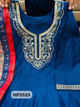 Niks collection - blue modal chanderi silk anarkali (plus size option)