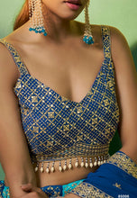 Arna collection - blue panelled georgette Lehenga