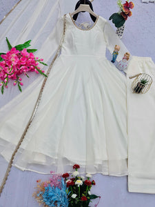 Simple white anarkali gown
