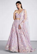 Pastel Lavender circular net Lehenga