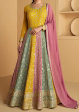 Colourful yellow Georgette anarkali
