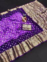 Bandhej silk saree with kanchipuram border