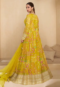 Janisha readymade - mustard georgette anarkali