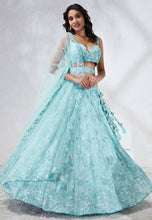 Sky blue and silver georgette Lehenga