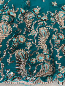 Forest Green embroidered Lehenga with contrasting dupatta