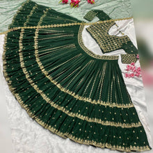 Pine green flowy Lehenga