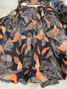 Boutique collection - black and orange floral Lehenga with ruffle dupatta (long sleeves attached)