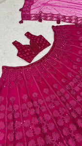Dark pink Kasturi silk Lehenga