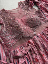 Pink chinon silk embroidered gown