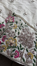 Ivory and baby pink chiffon embroidered Lehenga