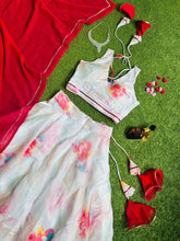 White floral digital print Lehenga - readymade