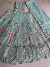 Sea green embroidered georgette Lehenga