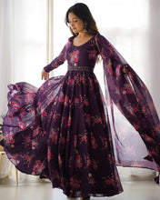 Purple organza anarkali set