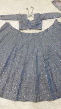 Grey shimmer silk partywear lehenga
