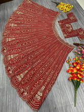 Red and gold boomer silk Lehenga