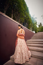 Rose gold fendi silk Lehenga