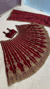 Maroon and gold Kasturi silk Lehenga