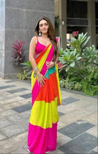 4 colour striped georgette saree