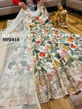 Niks - ivory silk floral anarkali