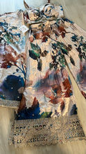 Blue watercolour print with cape palazzo set