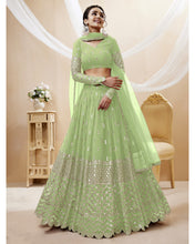 Tanaya - light green zari sequins georgette Lehenga (long sleeves possible)