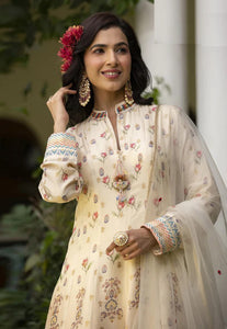 Dola silk jacquard pastel cream gown