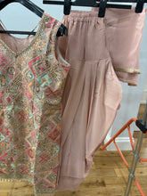 Pastel peach embroidered suit with trending farshi salwaar