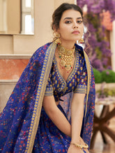 Navy blue floral lehenga
