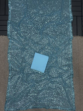 Sky blue sequinned saree