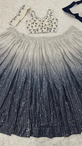 White and blue ombre Lehenga
