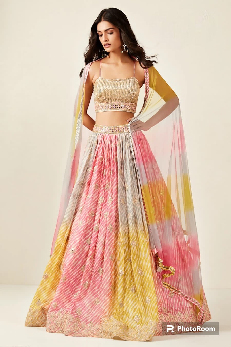 Dola silk colourful readymade Lehenga - strappy blouse