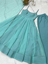 Sea Green crunchy silk anarkali