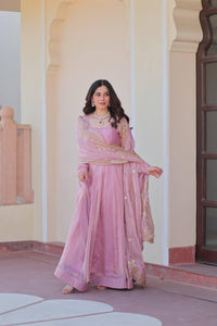 Blush pink chiffon gown readymade