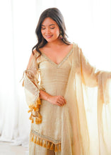Gold palazzo crush with mirror work