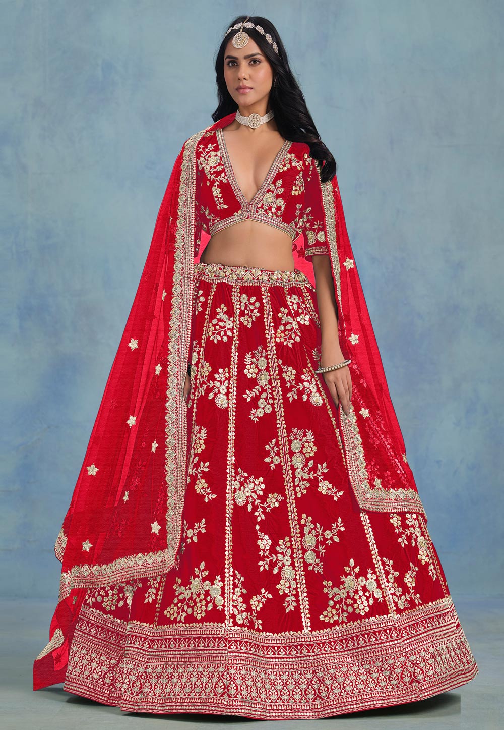 Red art silk Lehenga