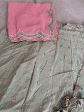 Pistachio satin silk scalloped Lehenga