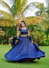 Cinderella blue sequins readymade Lehenga (matching men’s kurta available)