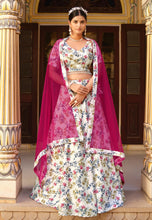 White silk floral Lehenga