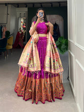 Jacquard silk Paithani Lehenga in purple