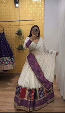 Elegant white and purple Chaniya Choli (long sleeves + tall option)