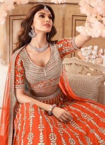 Boutique collection - Radiant Orange Embroidered Lehenga Set