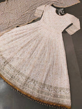Partywear cotton thread work anarkali set