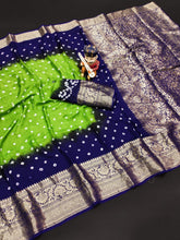 Bandhej silk saree with kanchipuram border