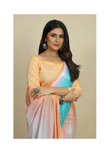 Alia Bhatt inspired ombre shaded satin chinnon saree - 6 colours