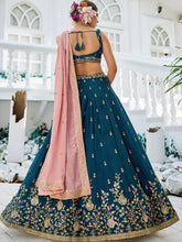 Navy blue and pink Lehenga