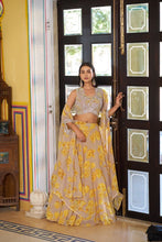 Pastel collection - mustard floral cape style readymade lehenga
